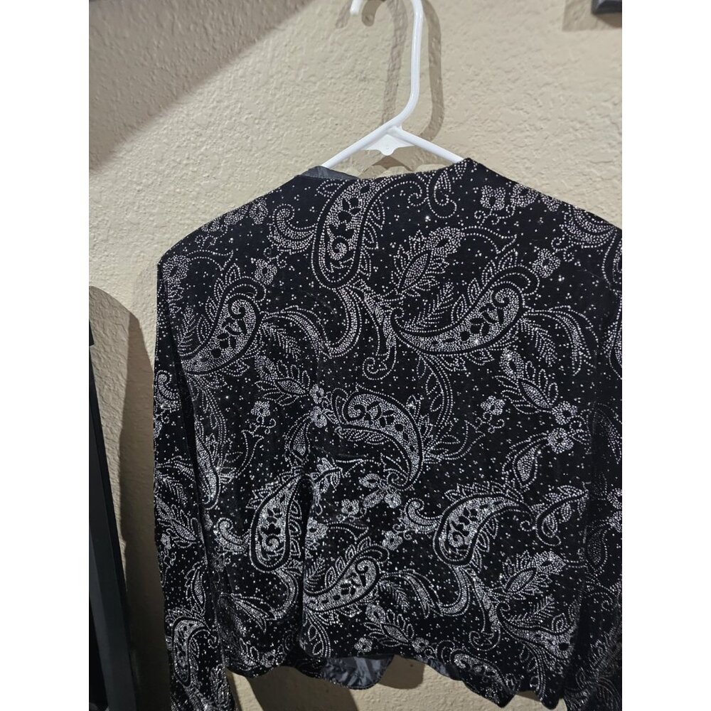 Joanna Jacket Womens Large Black Silver Metallic … - image 4